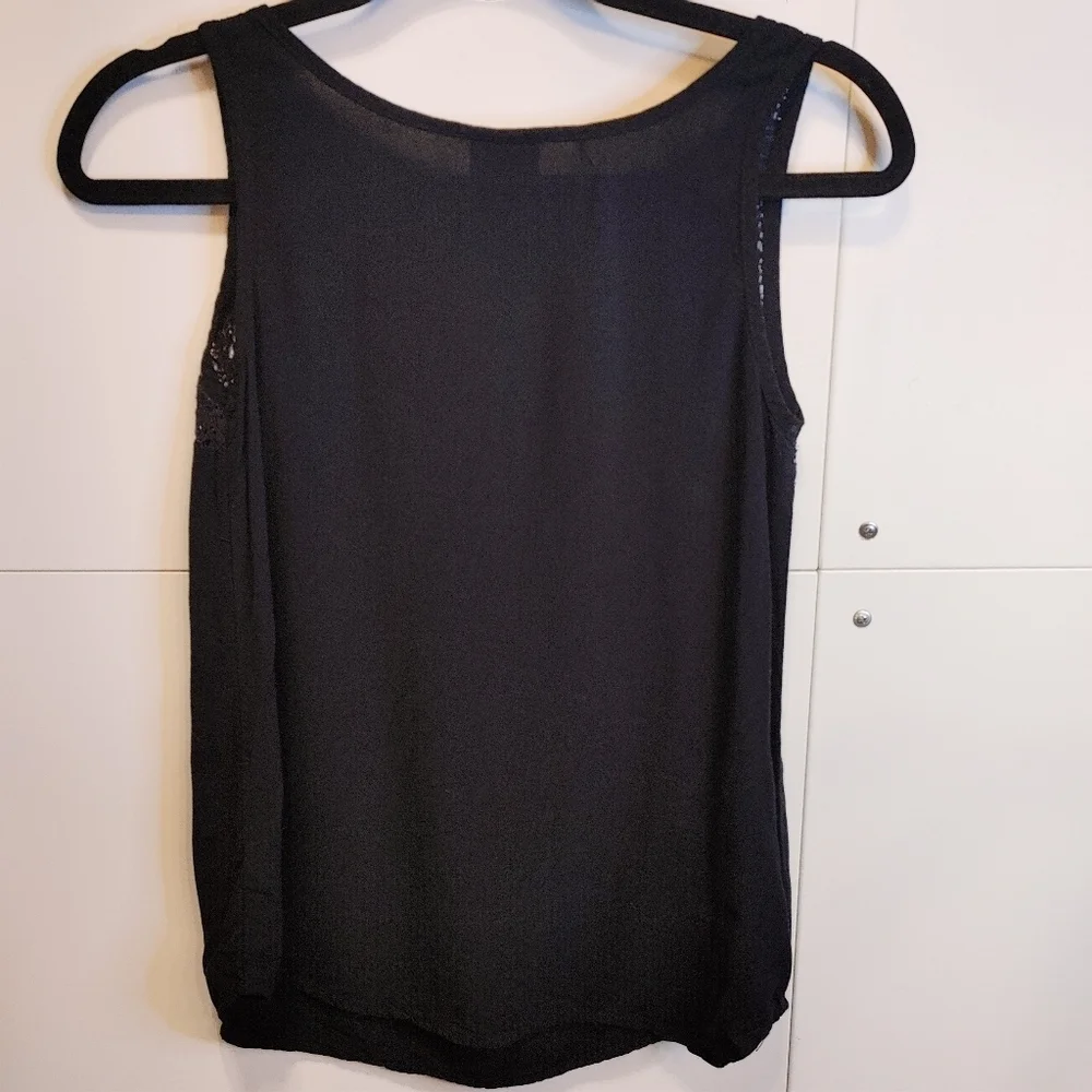 Mossimo Black Lace Shoulder Tank Top Size Small Casual Basic Layering - Picture 4 of 5